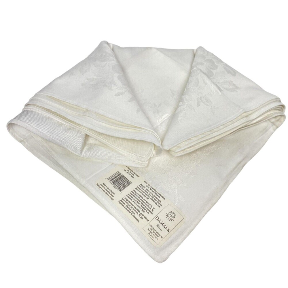 Vintage Damask Vienna Kemp Beatley Ivory Floral Table Napkins Set of 6 Square